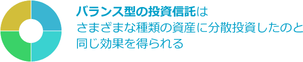 バランス型の投資信託はさまざまな種類の資産に分散投資したのと同じ効果を得られる